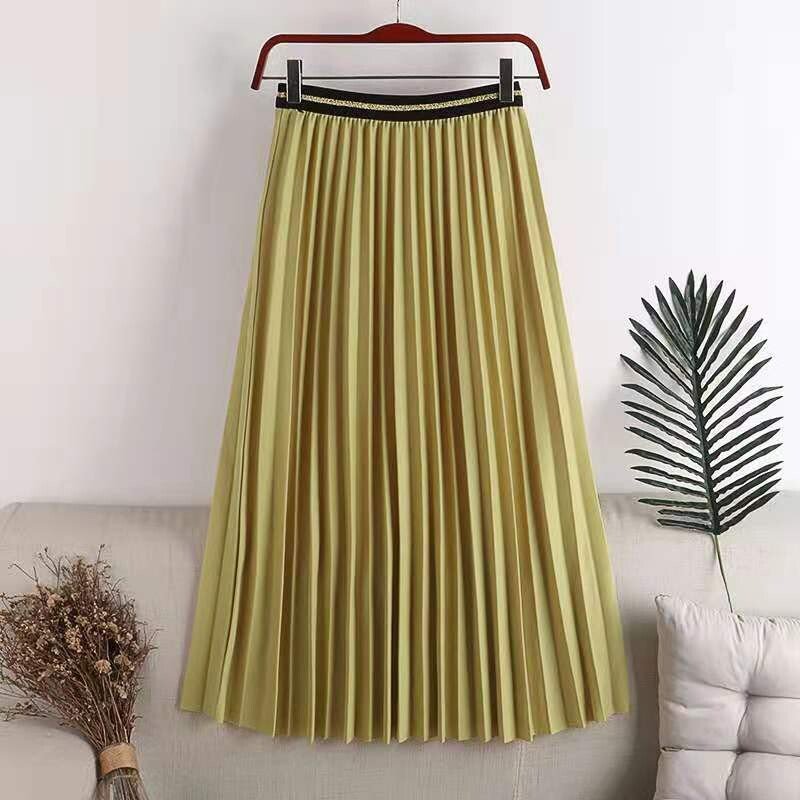 Pleated Versatile Long Skirt With Elastic Waist - Fabu Castle