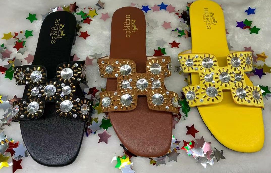 Women’s Yellow Design Slide Elegant Sandals - Fabu Castle