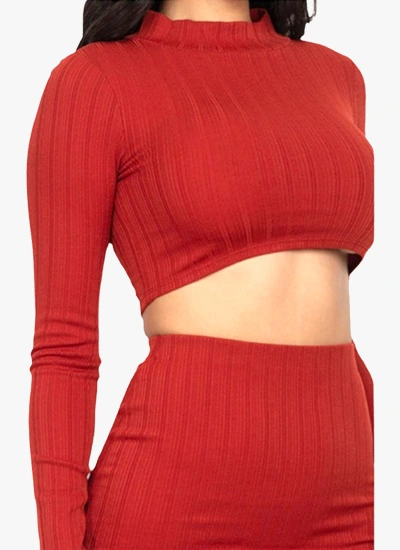 Sexy Ribbed Crop Tee & Thigh Skirt Set - Fabu Castle