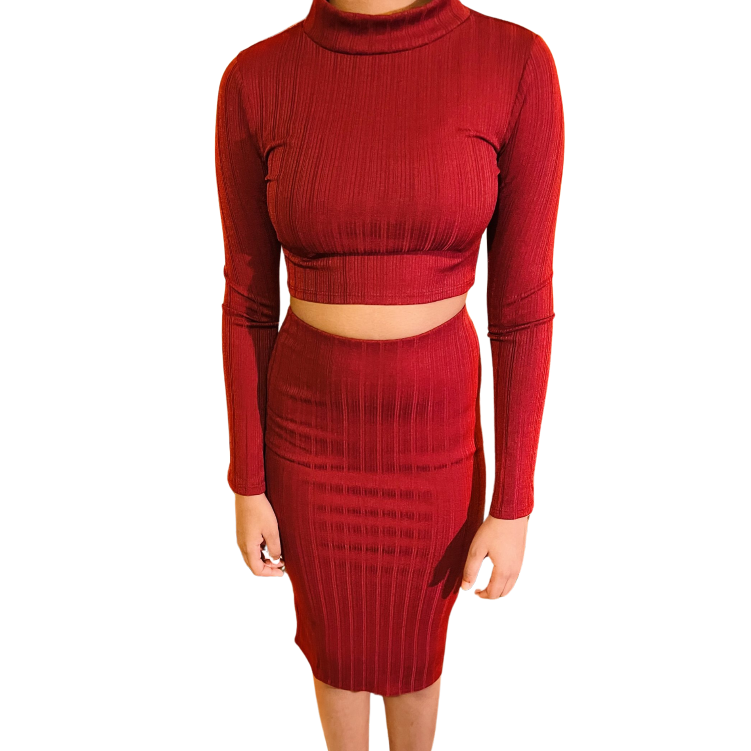 Sexy Ribbed Crop Tee & Thigh Skirt Set - Fabu Castle