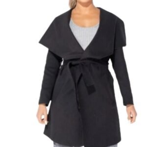 MID LENGTH OVERSIZED BELTED WATERFALL COAT