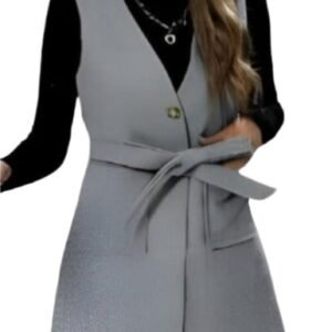 Sleeveless Wool Belted Blazer