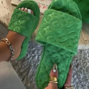 Fur Slippers for Women Flower Slides