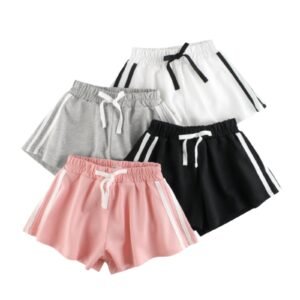 Baby Girl Solid Color Drawstring Design Casual Shorts In Summer