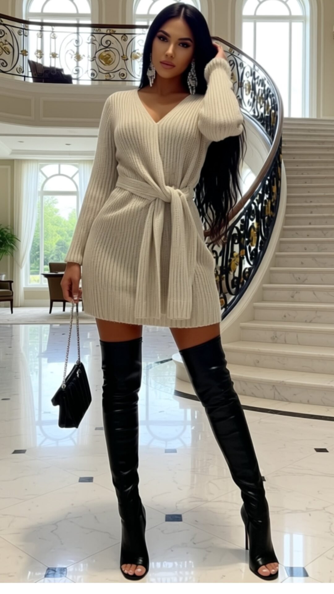 Wrapover Knitted Mini Dress
