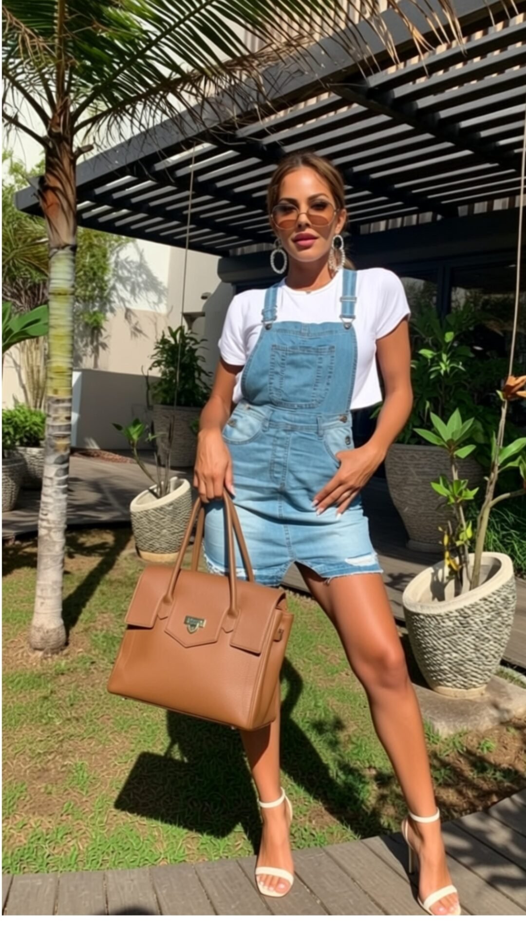 Light Blue Distressed Hem Pinafore Denim Dress