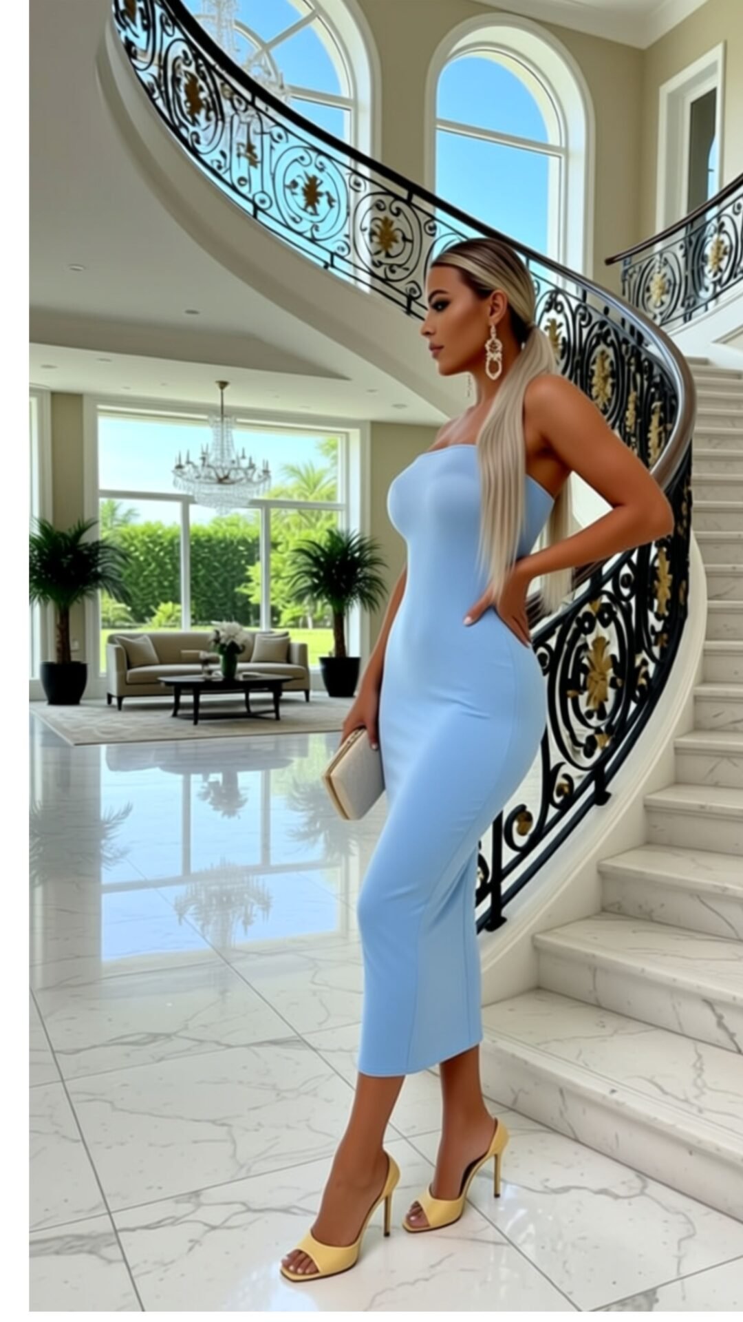 POWDER BLUE BANDEAU MIDAXI DRESS