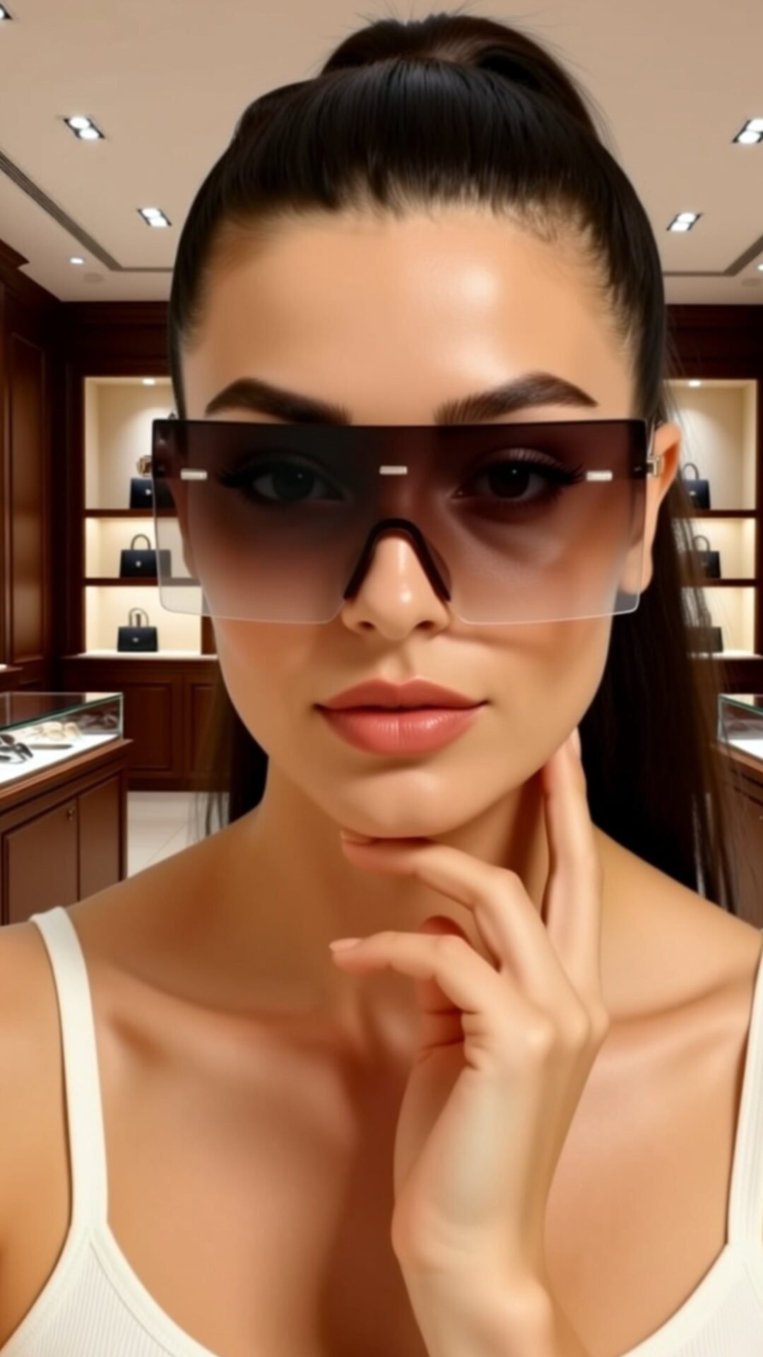 Lux Ombre Lens Flat Top Shield Sunglasses