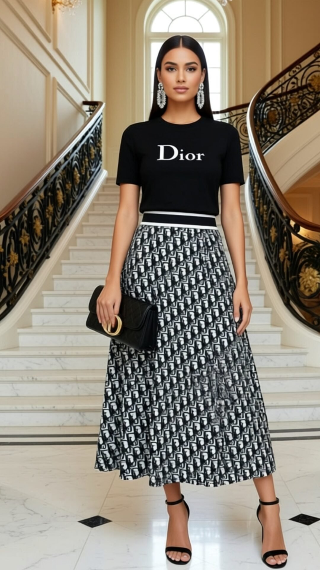 Two Pieces T-Shirts & Pleated Long Skirt