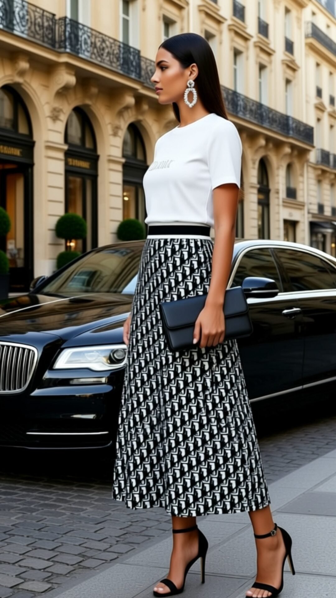 Two Pieces T-Shirts & Pleated Long Skirt