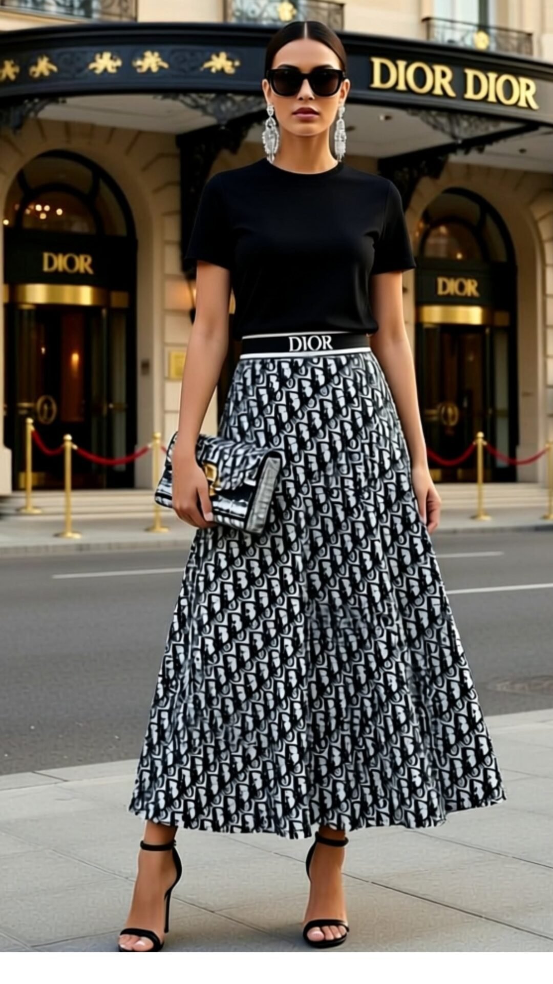Two Pieces T-Shirts & Pleated Long Skirt