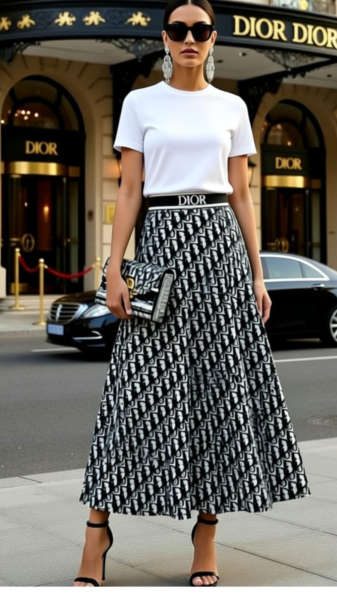 Two Pieces T-Shirts & Pleated Long Skirt