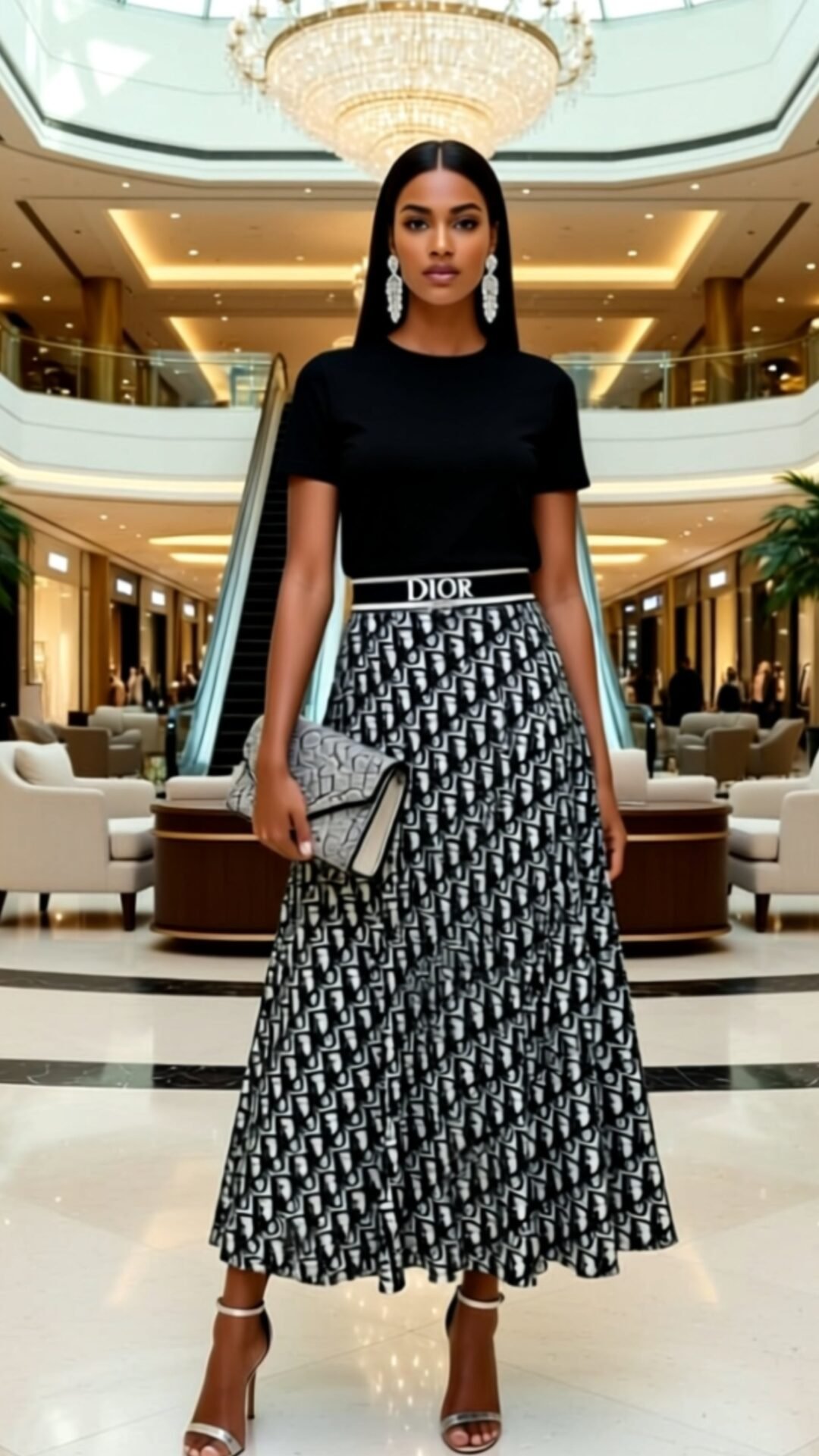 Two Pieces T-Shirts & Pleated Long Skirt