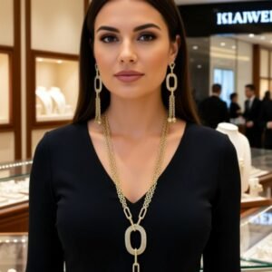 Pendant Long Necklace with Earrings Set