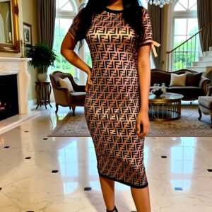 Women Long Dress Short Sleeves