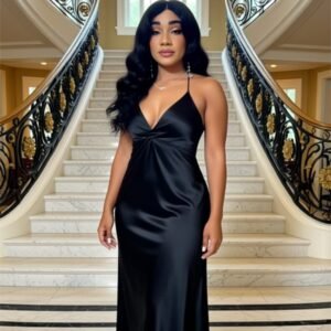 Satin Twist Front Slip Dress
