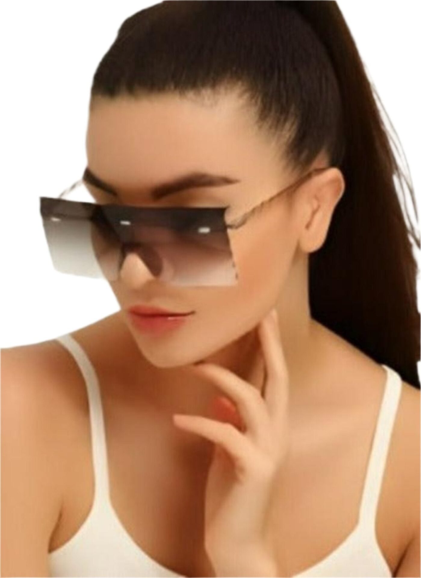 Lux Ombre Lens Flat Top Shield Sunglasses