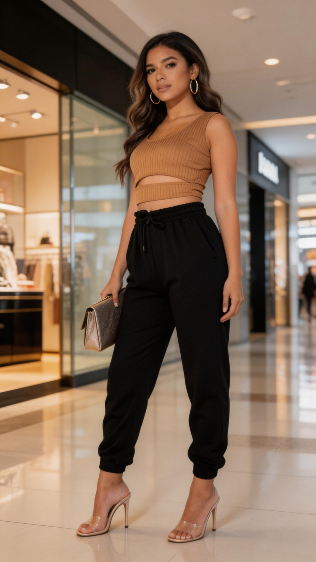 BLACK TIE WAIST OVERSIZED JOGGERS