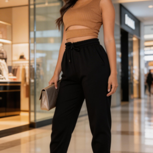 BLACK TIE WAIST OVERSIZED JOGGERS