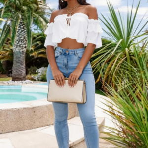 Light Blue Extreme Distressed Hem Skinny Jeans