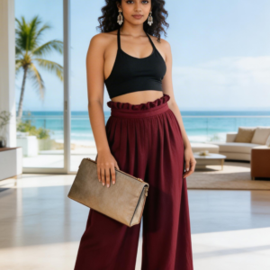 Women's Wide Leg Palazzo Pants / Burgundy
