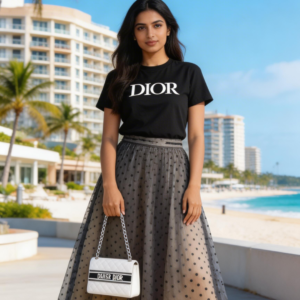 Chic Two Pieces T-Shirt with Polka Dot Tutu Skirt Sets