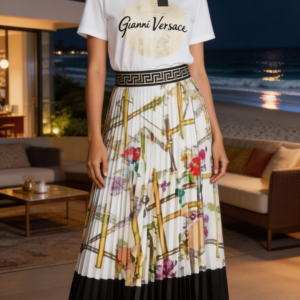 Chic Two Pieces Women's T-Shirt & Pleated Skirt Sets