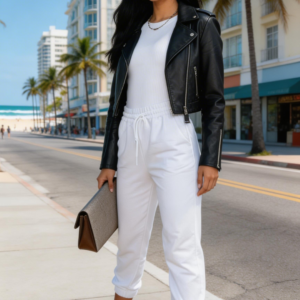 WHITE TIE WAIST OVERSIZED JOGGERS