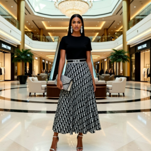 Two Pieces T-Shirts & Pleated Long Skirt