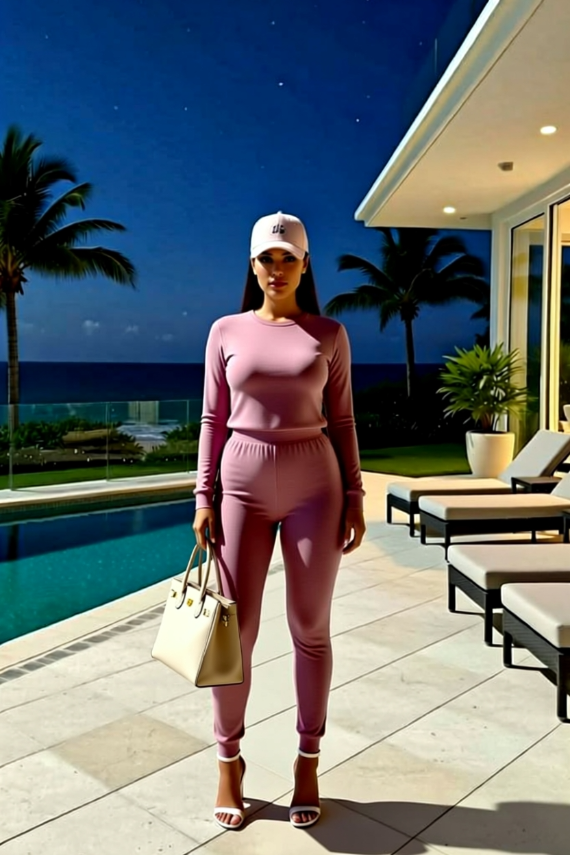 Women's Fashion Loungewear Crew Neck Jogger Lounge Set Pink