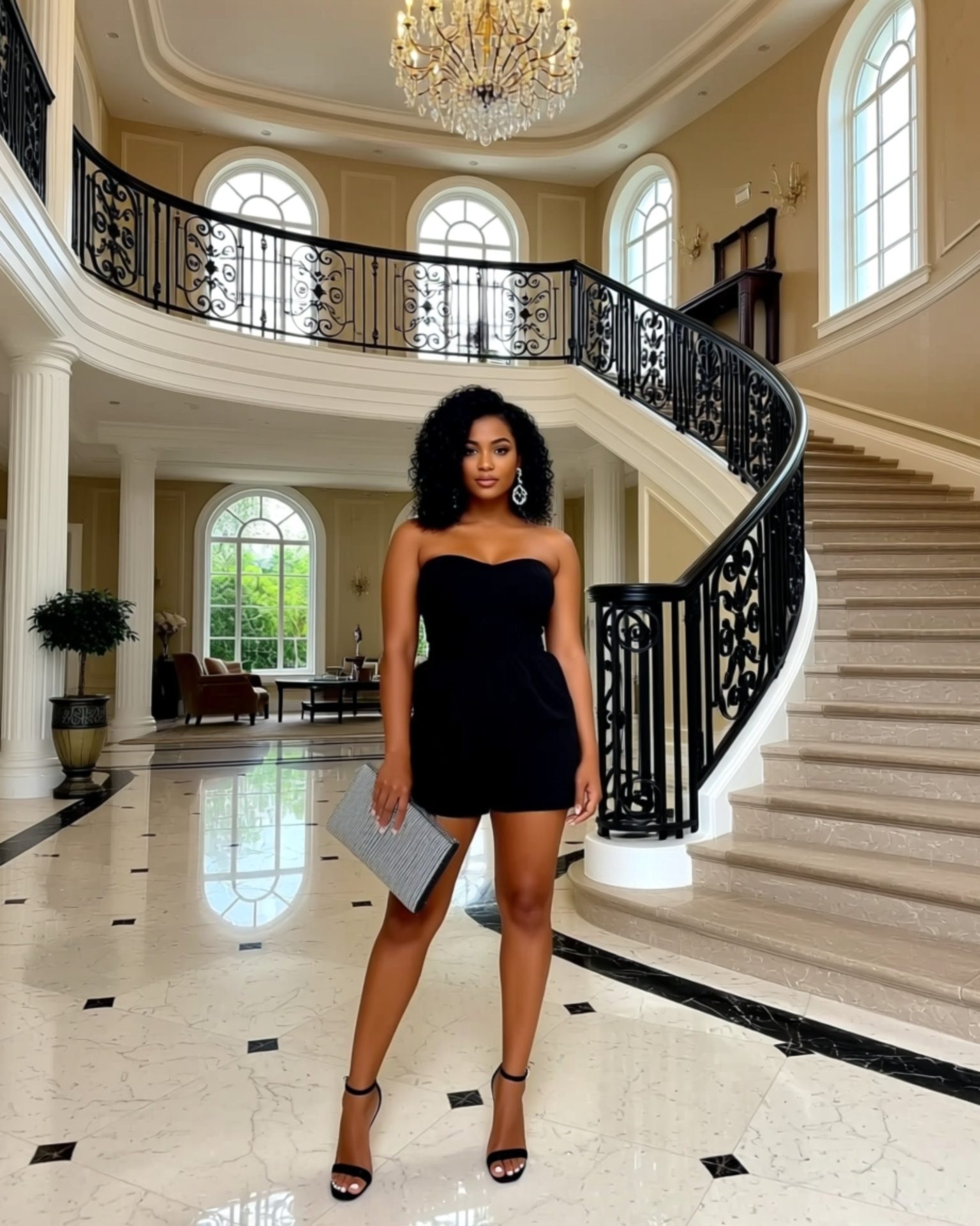 Women Chic Strapless Romper- Black